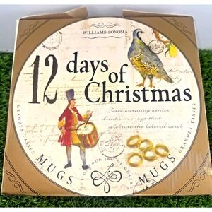 2008 Williams-Sonoma Twelve Days of Christmas 4 Mugs - Three Days Per Cup Grazin